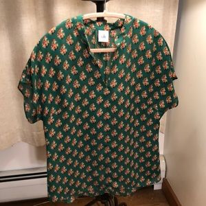 CAbi Stevie Green Floral Blouse